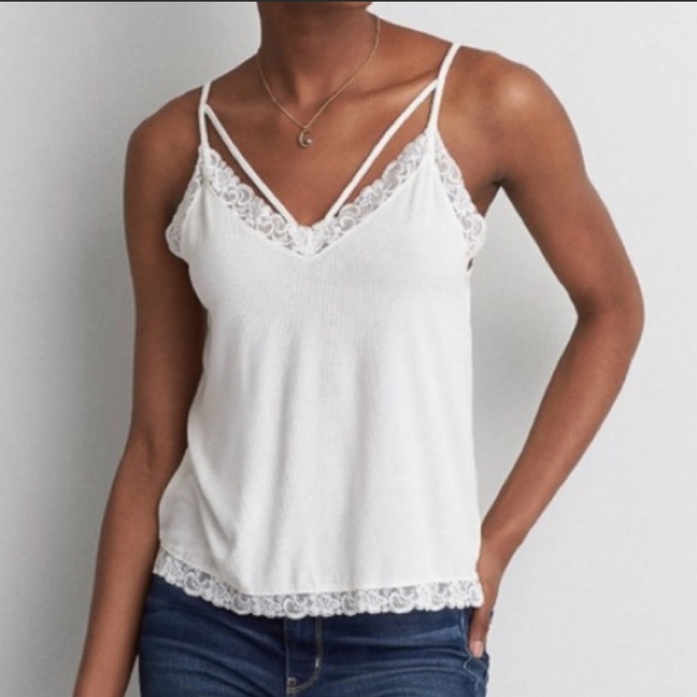 American Eagle ribbed, lacy tank top